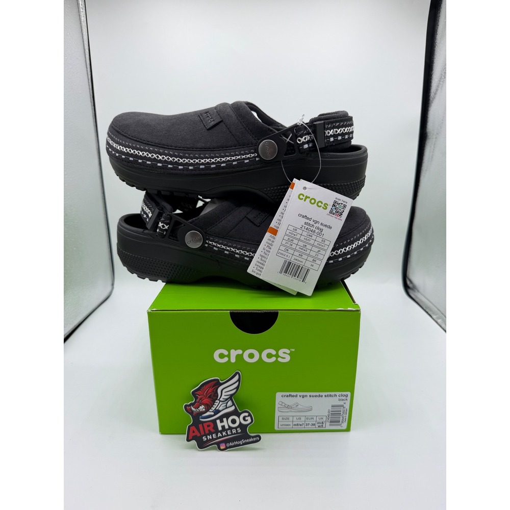 Crocs Crafted Vgn Suede Stitch Clog Black 214048-001 Womens 7 Mens 5